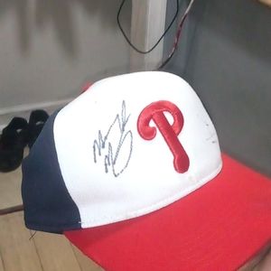 signed hat by Mickey morandini
